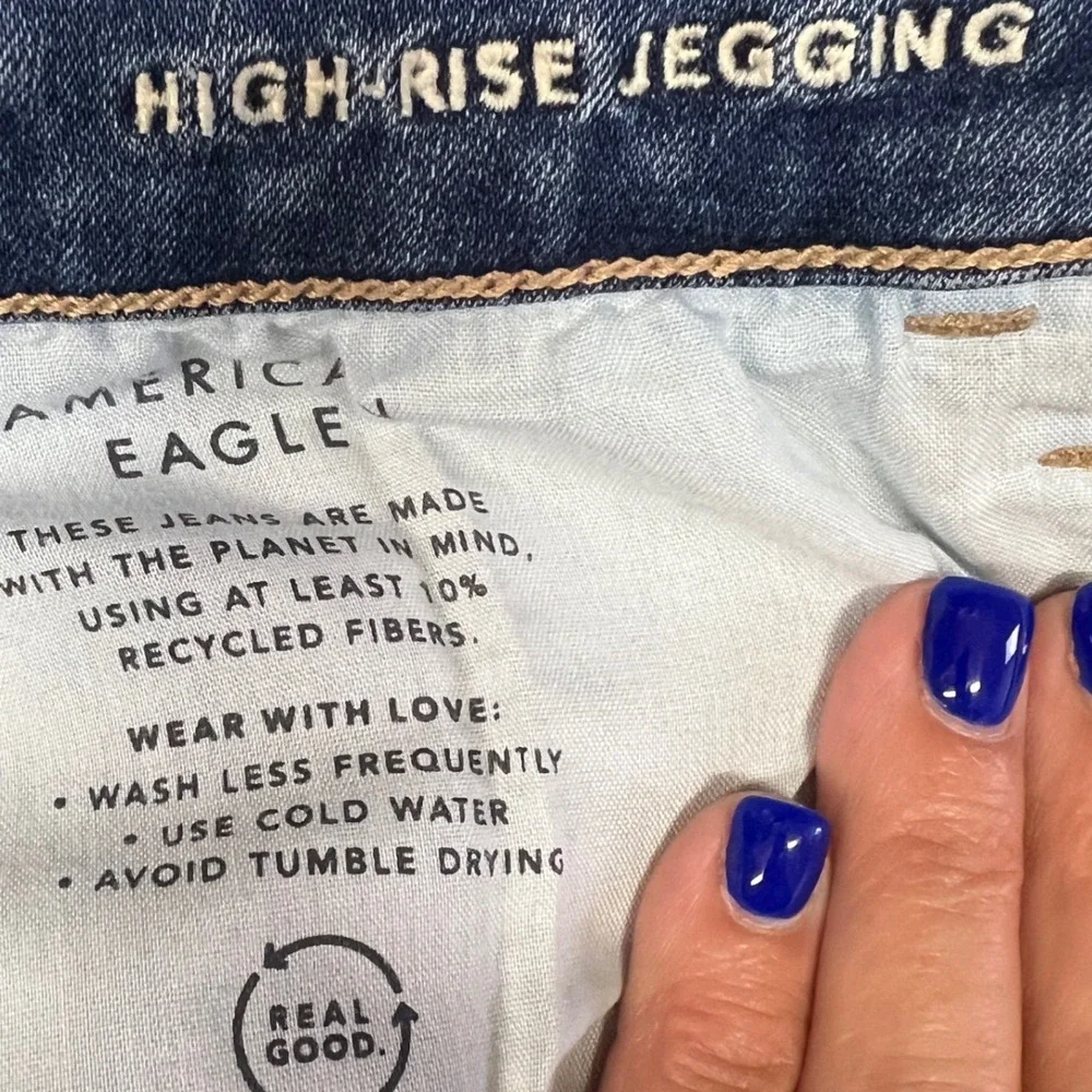 American Eagle Jeans Women 16R Blue Denim Next Level Stretch High Rise Jegging